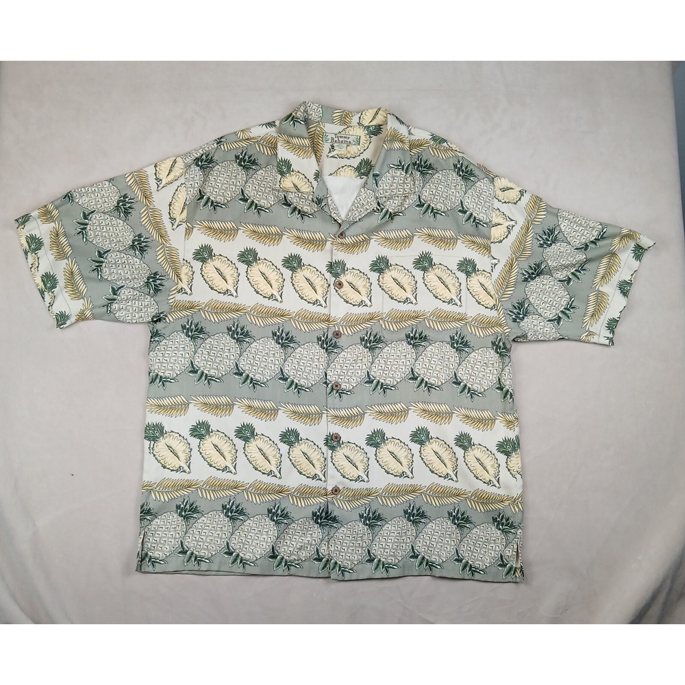 Tommy Bahama XL Mens Shirt Hawaiian Camp Pineapple 25x30 Vintage